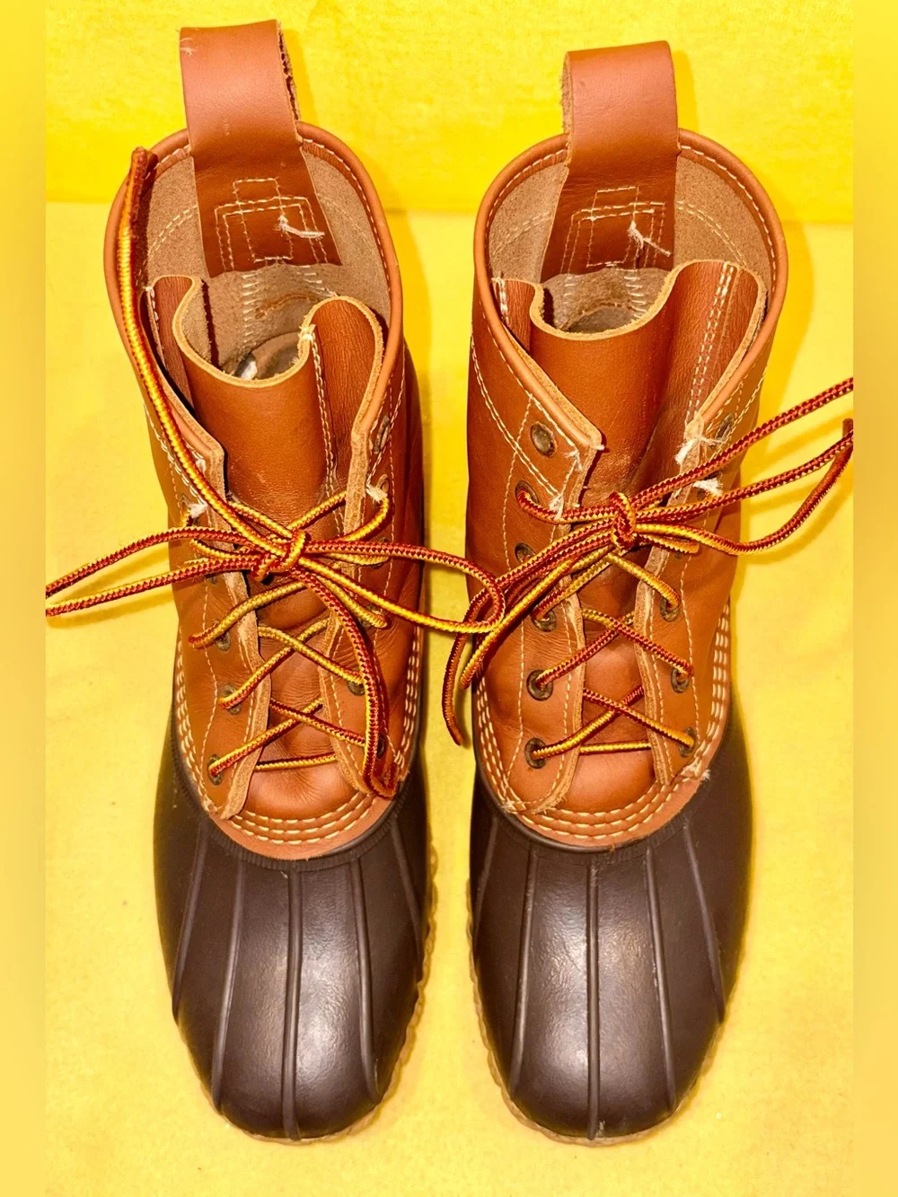 Men’s Vintage LL Bean Duck Boots Brown Leather & Rubber Lace-Up Boots - Mens 9